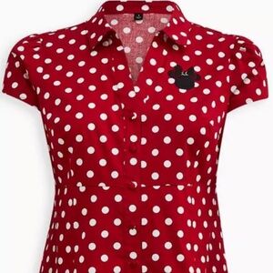 torrid Red White Polka Dot Cap Sleeve Blouse